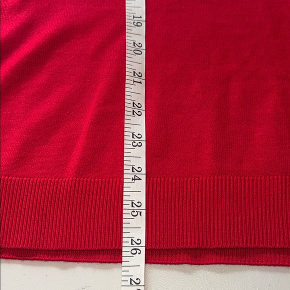 Calvin Klein Red Faux Turtleneck Sweater with Gold Buttons - Picture 7 of 8